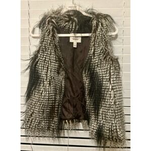 Kenneth Cole Estey Faux Fur Vest Grey With White Black Tones Size Small